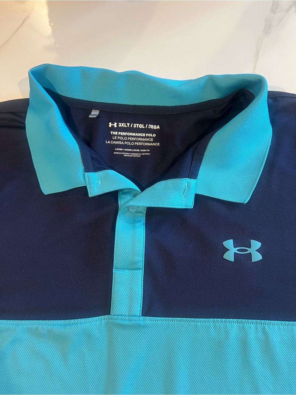 Under Armour Men’s Performance Polo - Navy & Aqua Blue